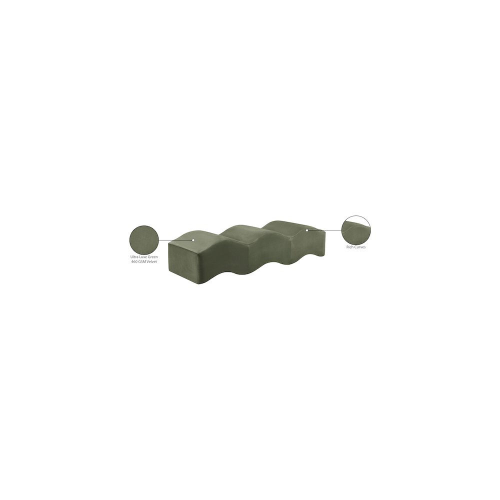 Wave Green Velvet Bench