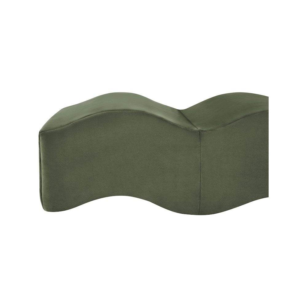 Wave Green Velvet Bench