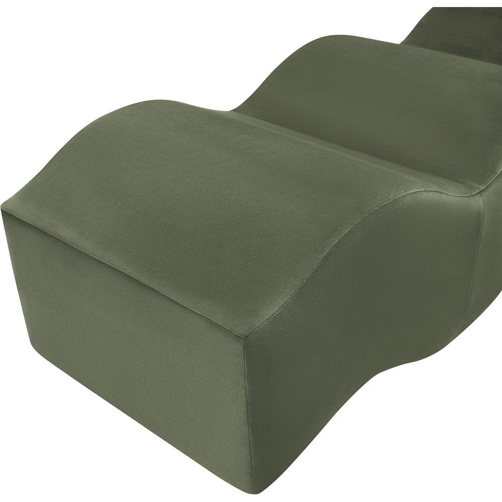 Wave Green Velvet Bench