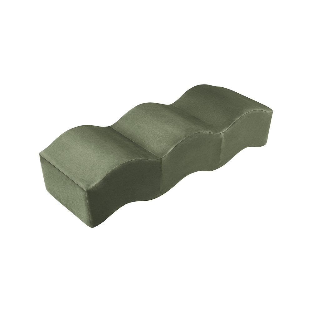 Wave Green Velvet Bench