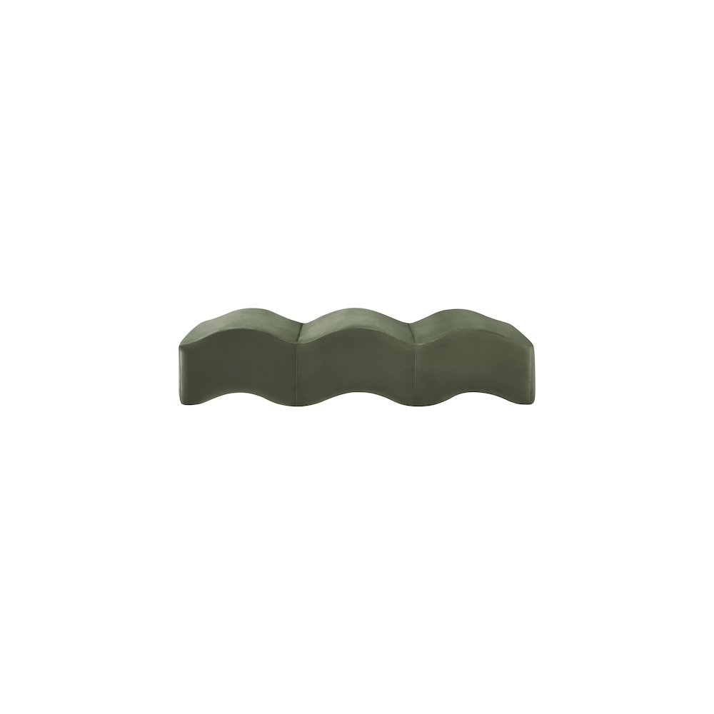 Wave Green Velvet Bench