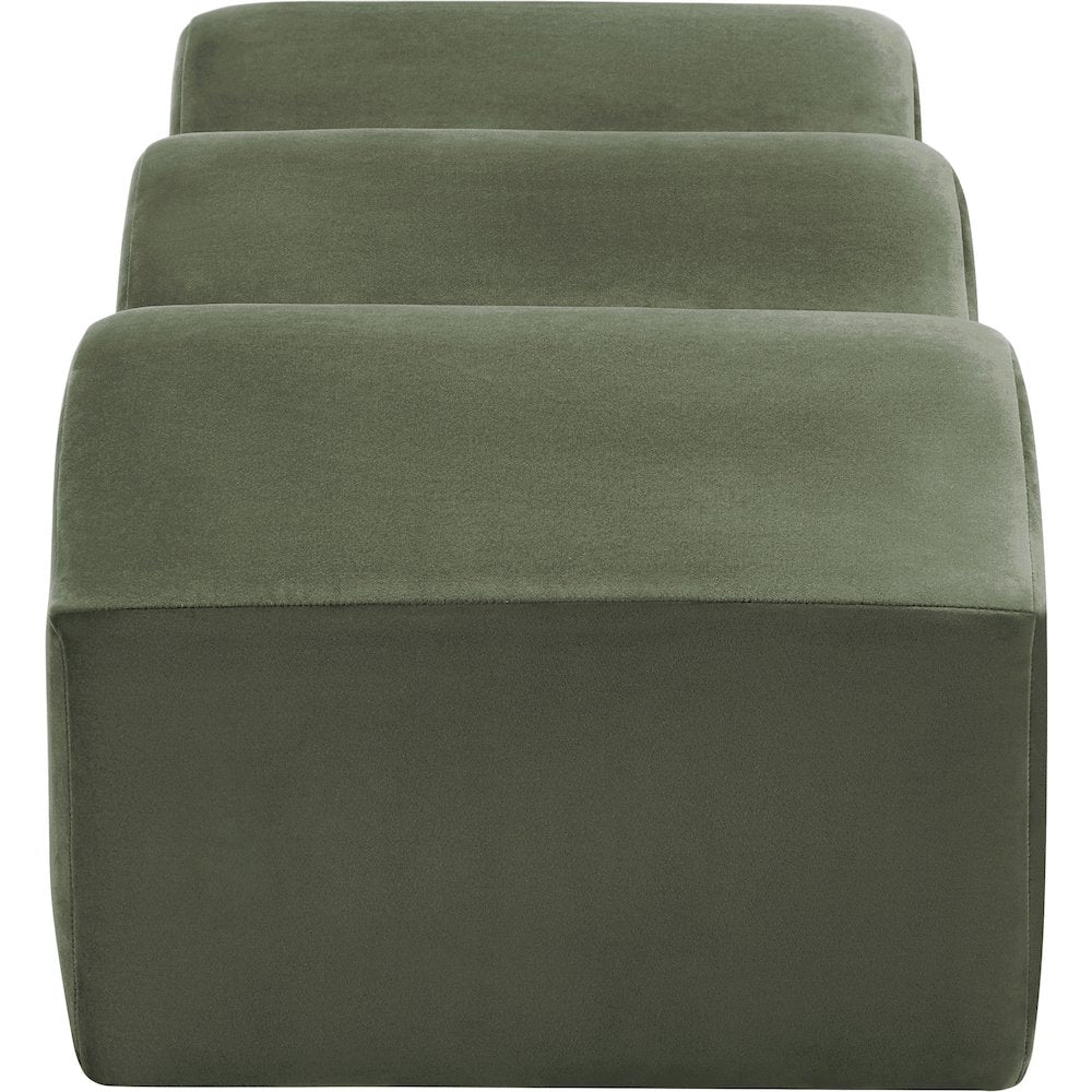 Wave Green Velvet Bench