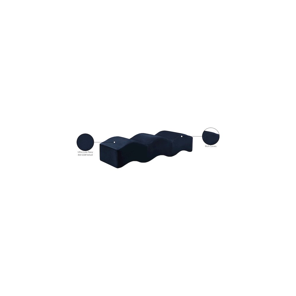 Wave Navy Velvet Bench