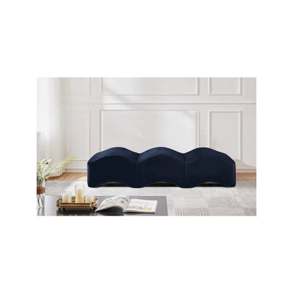Wave Navy Velvet Bench