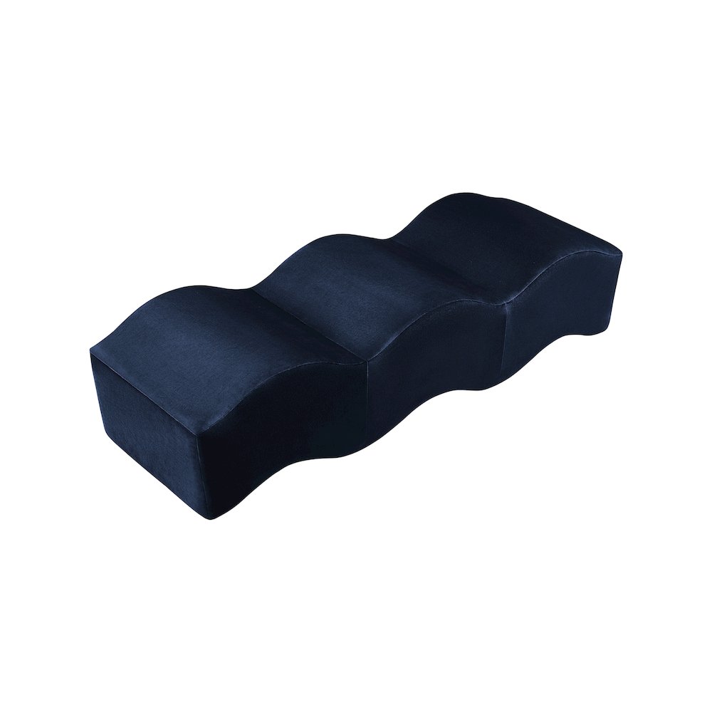 Wave Navy Velvet Bench