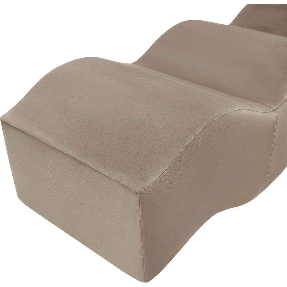 Wave Taupe Velvet Bench