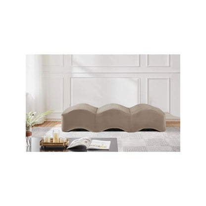 Wave Taupe Velvet Bench