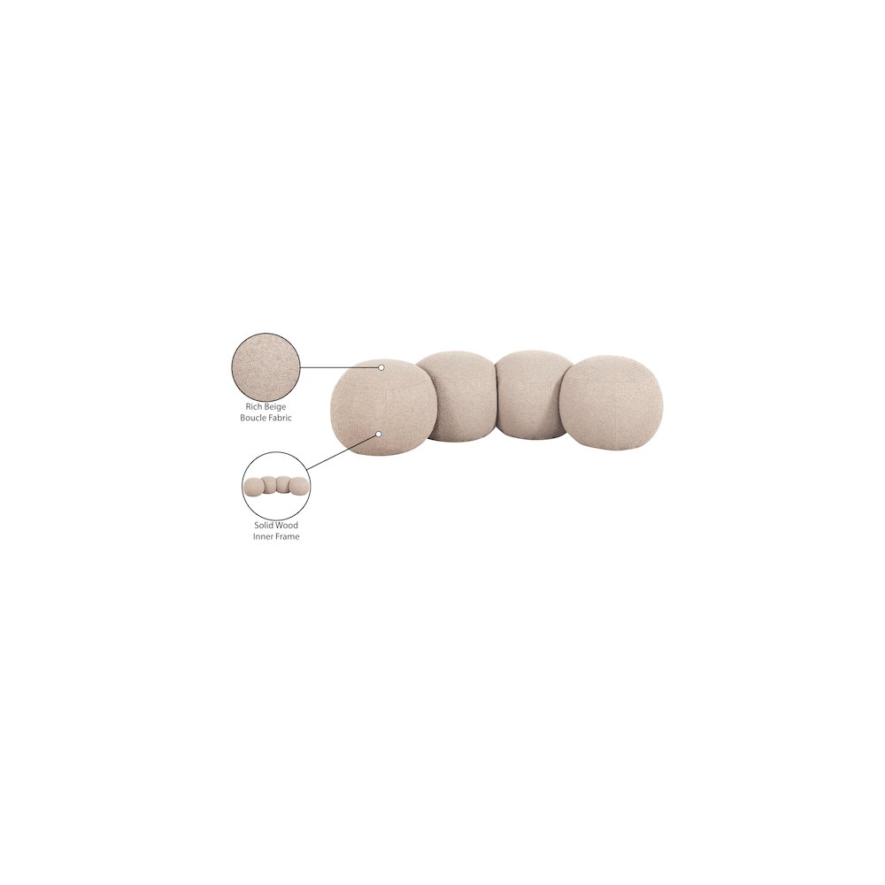 Apollo Beige Boucle Fabric Bench