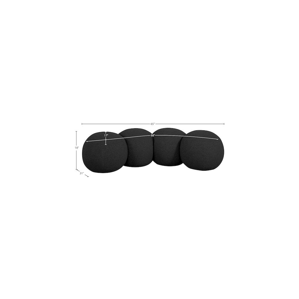 Apollo Black Boucle Fabric Bench