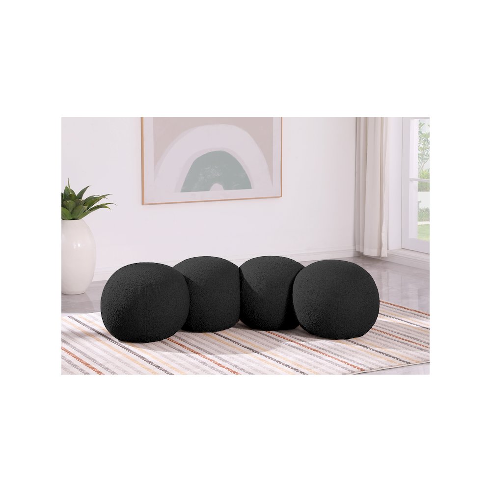 Apollo Black Boucle Fabric Bench