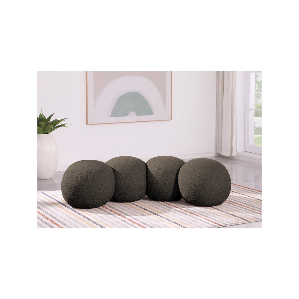 Apollo Brown Boucle Fabric Bench