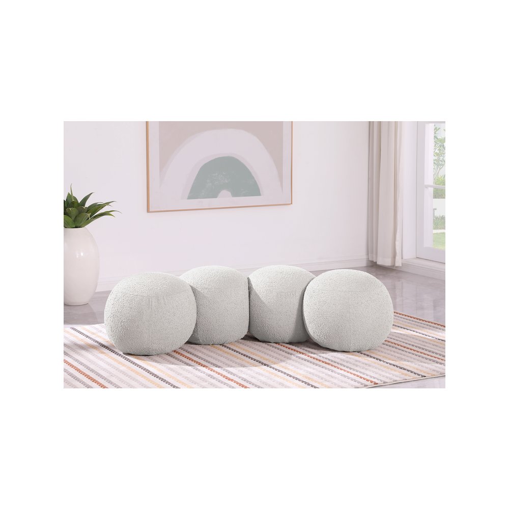Apollo Cream Boucle Fabric Bench