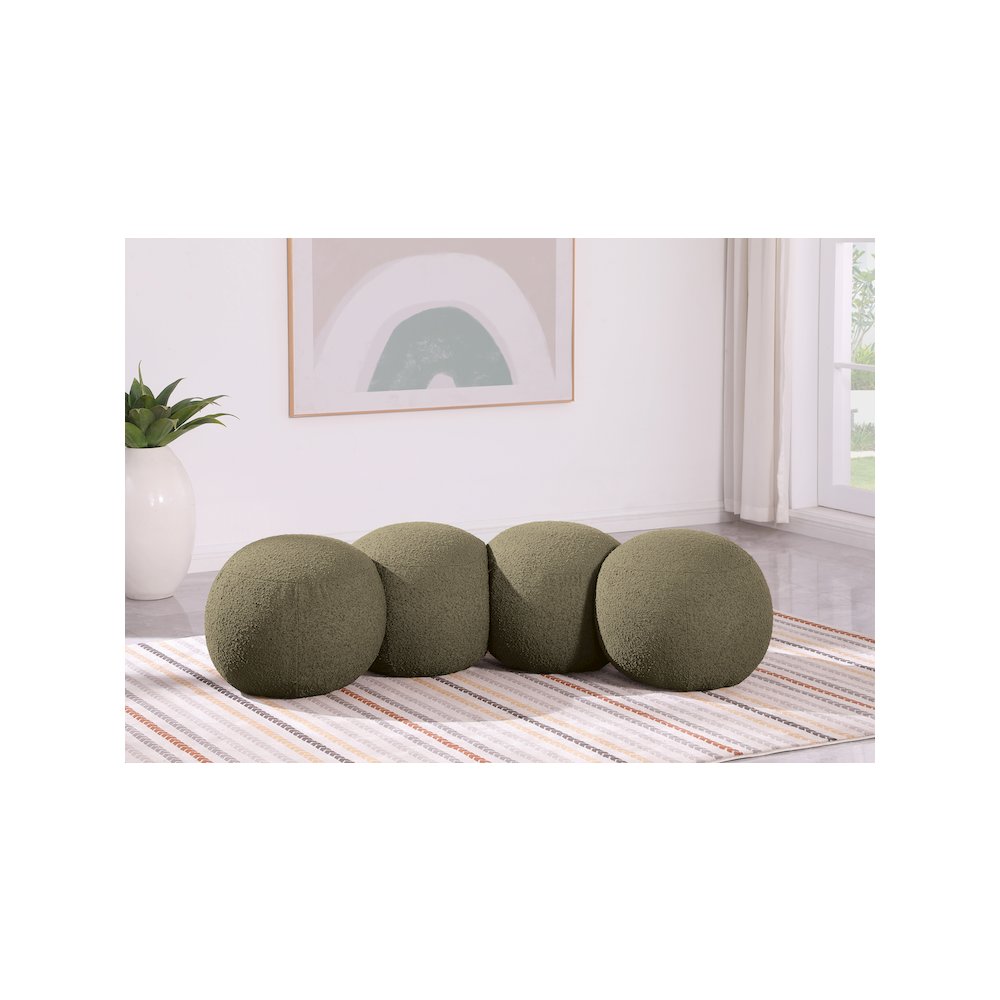 Apollo Olive Boucle Fabric Bench