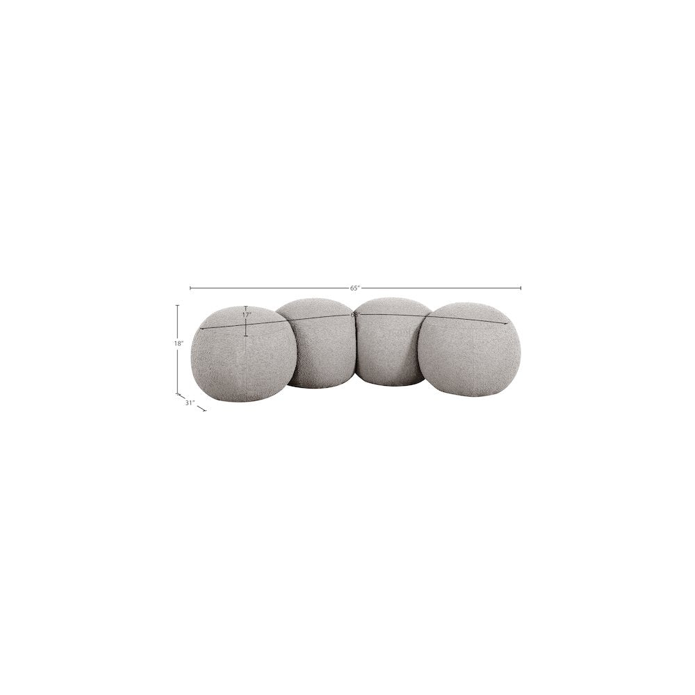 Apollo Taupe Boucle Fabric Bench