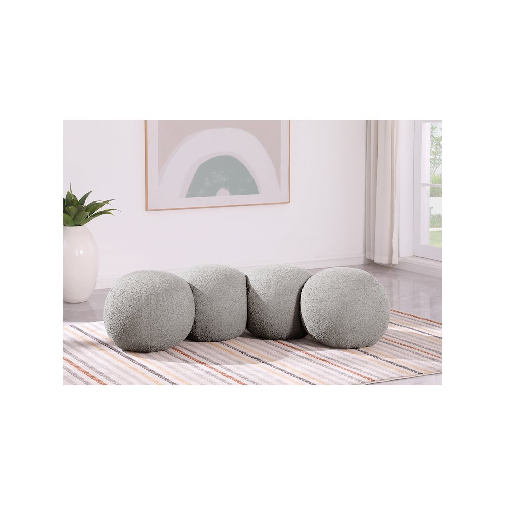 Apollo Taupe Boucle Fabric Bench