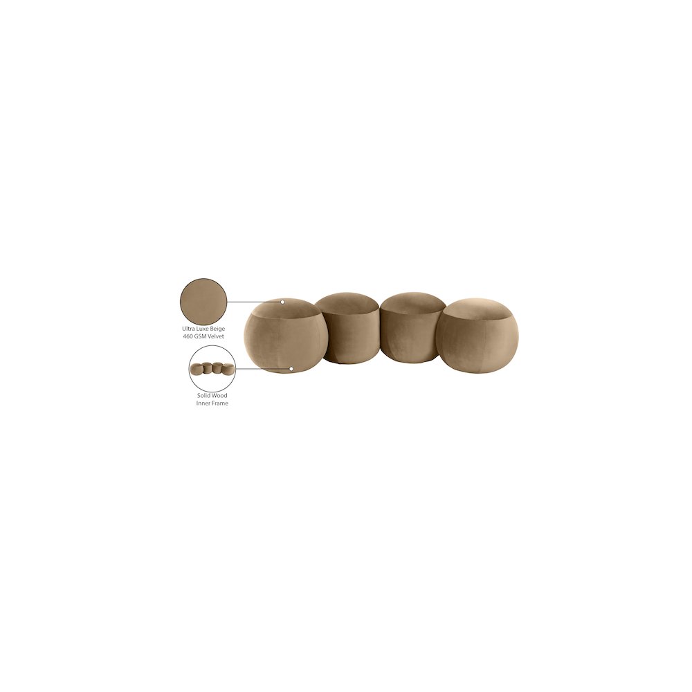 Apollo Beige Velvet Bench