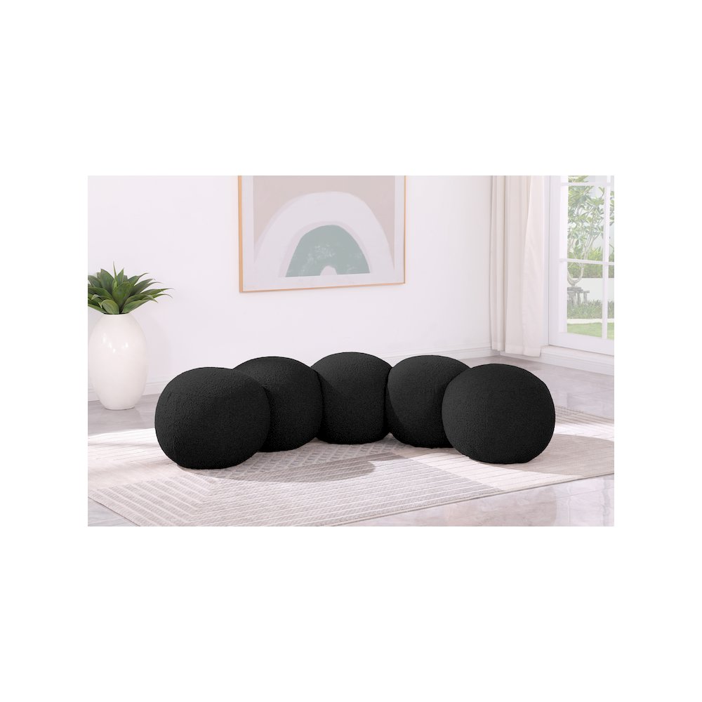Apollo Black Boucle Fabric Bench
