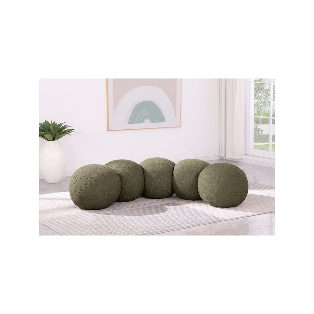 Apollo Olive Boucle Fabric Bench