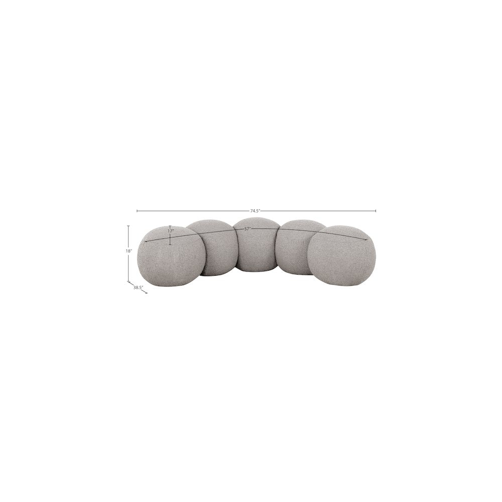 Apollo Taupe Boucle Fabric Bench