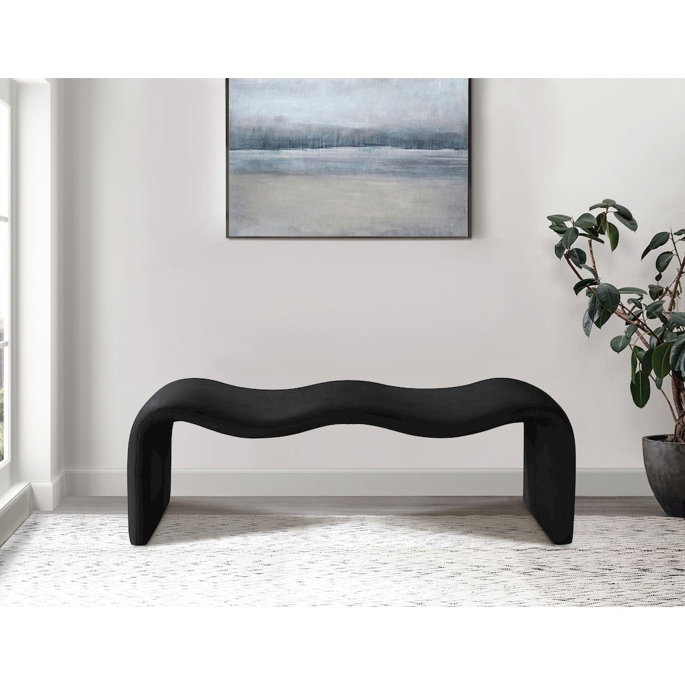 Willow Black Vegan Leather Bench