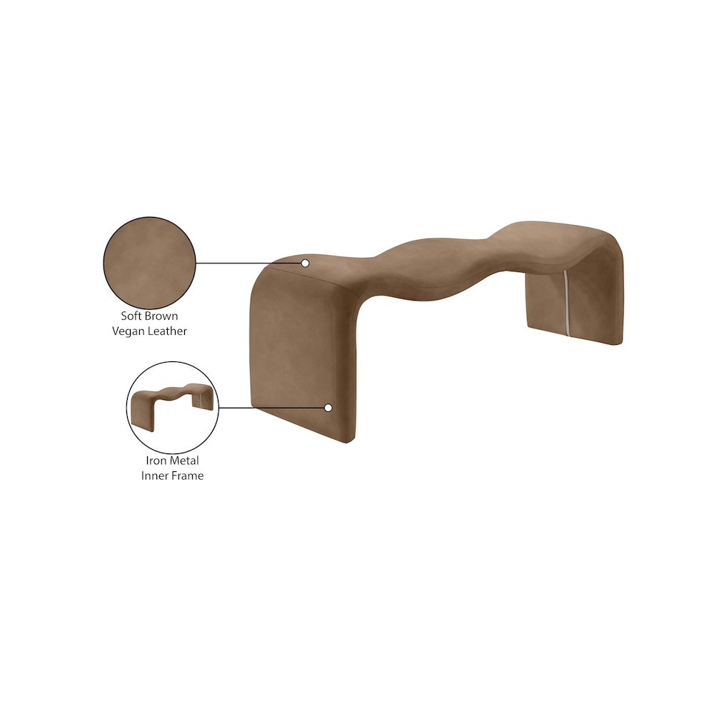 Willow Brown Vegan Leather Bench