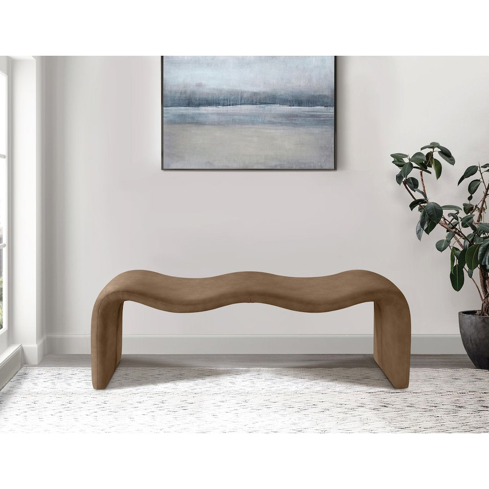 Willow Brown Vegan Leather Bench