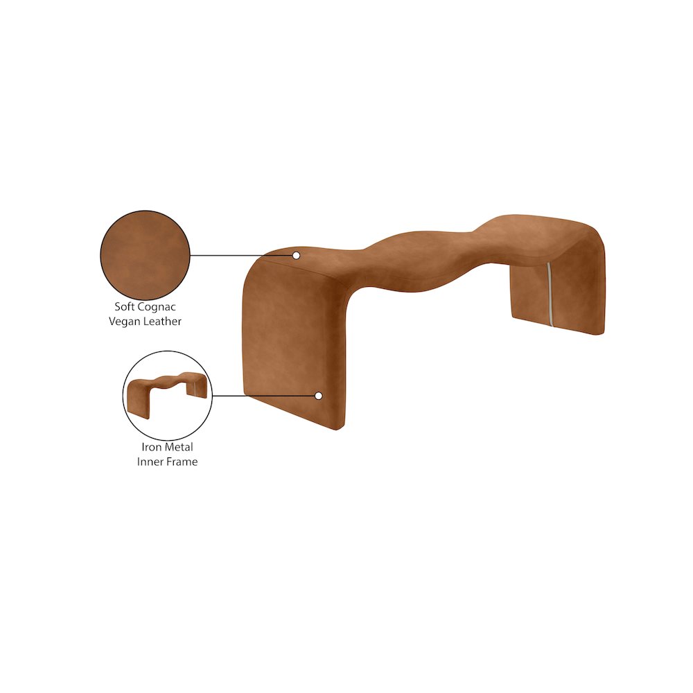 Willow Cognac Vegan Leather Bench