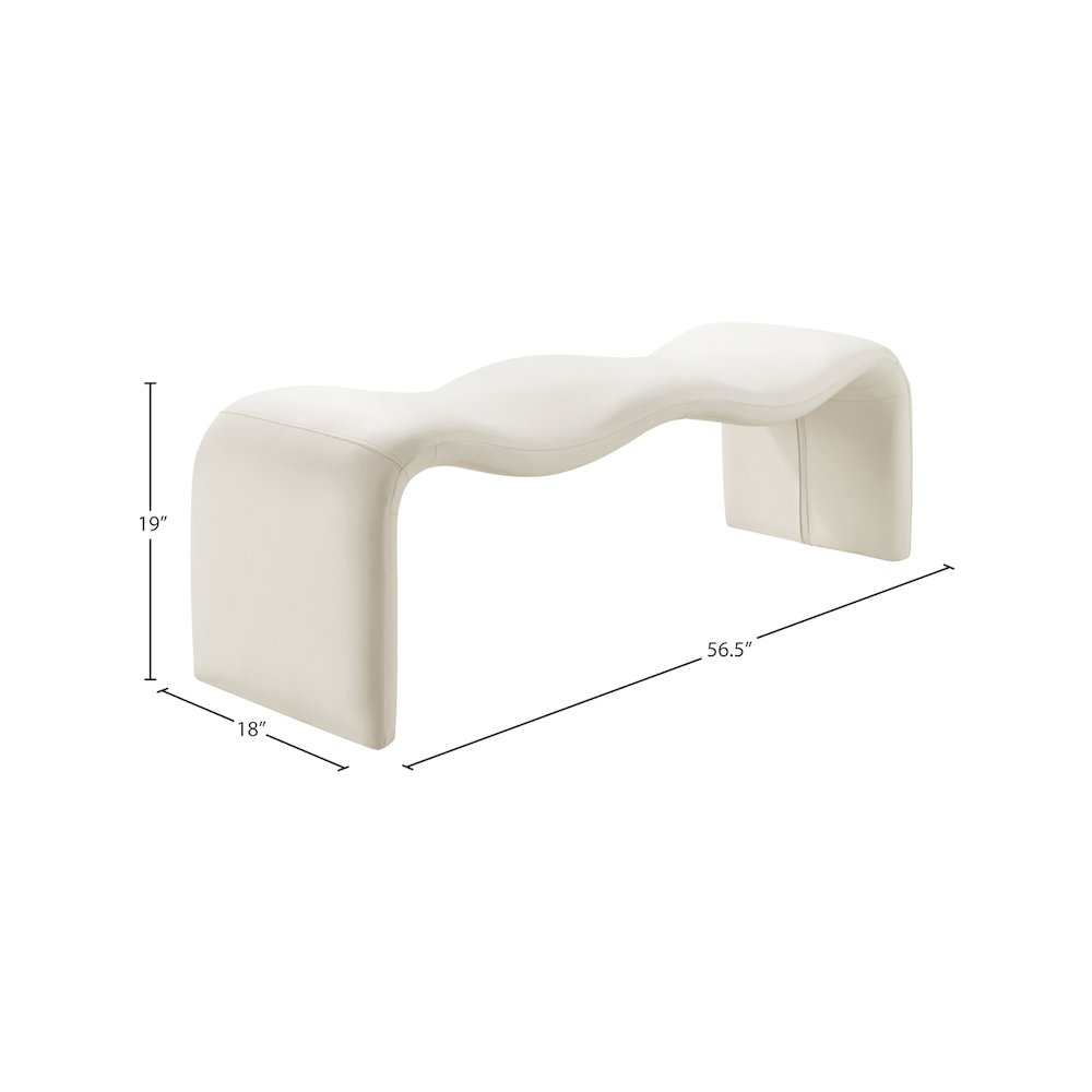 Willow Cream Vegan Leather Bench