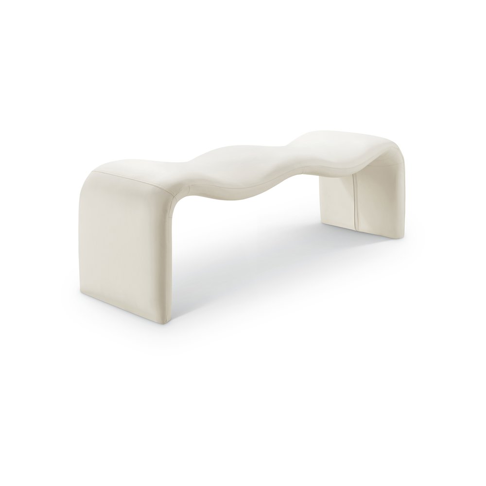 Willow Cream Vegan Leather Bench