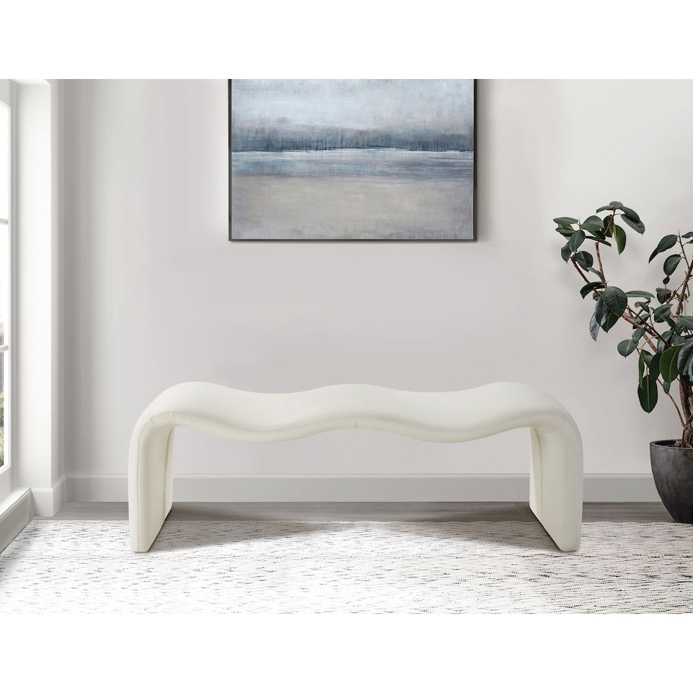 Willow Cream Vegan Leather Bench
