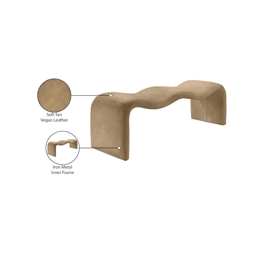 Willow Tan Vegan Leather Bench