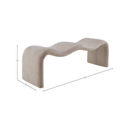 Willow Beige Chenille Fabric Bench