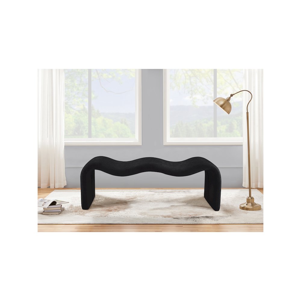 Willow Black Chenille Fabric Bench