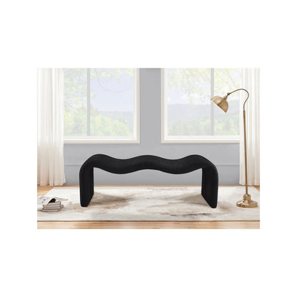Willow Black Chenille Fabric Bench
