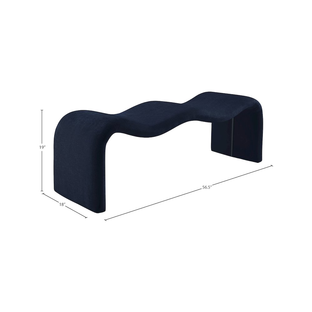 Willow Navy Chenille Fabric Bench