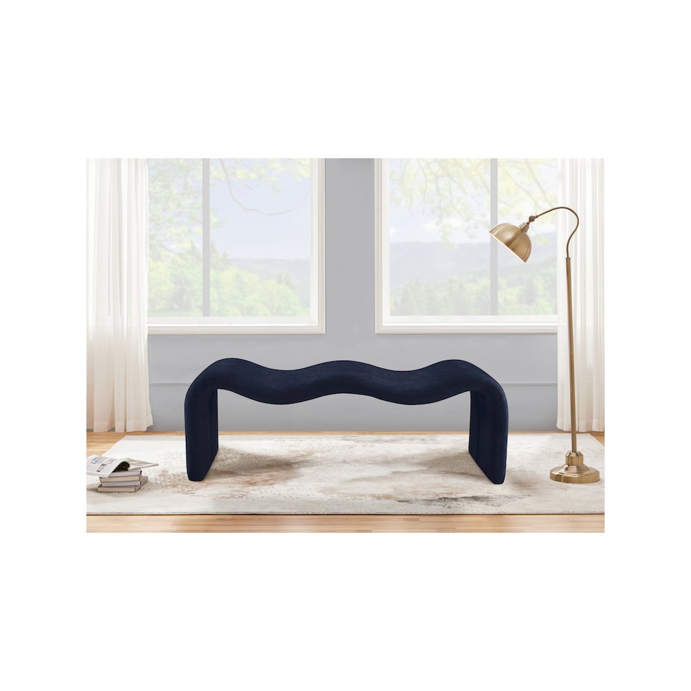 Willow Navy Chenille Fabric Bench