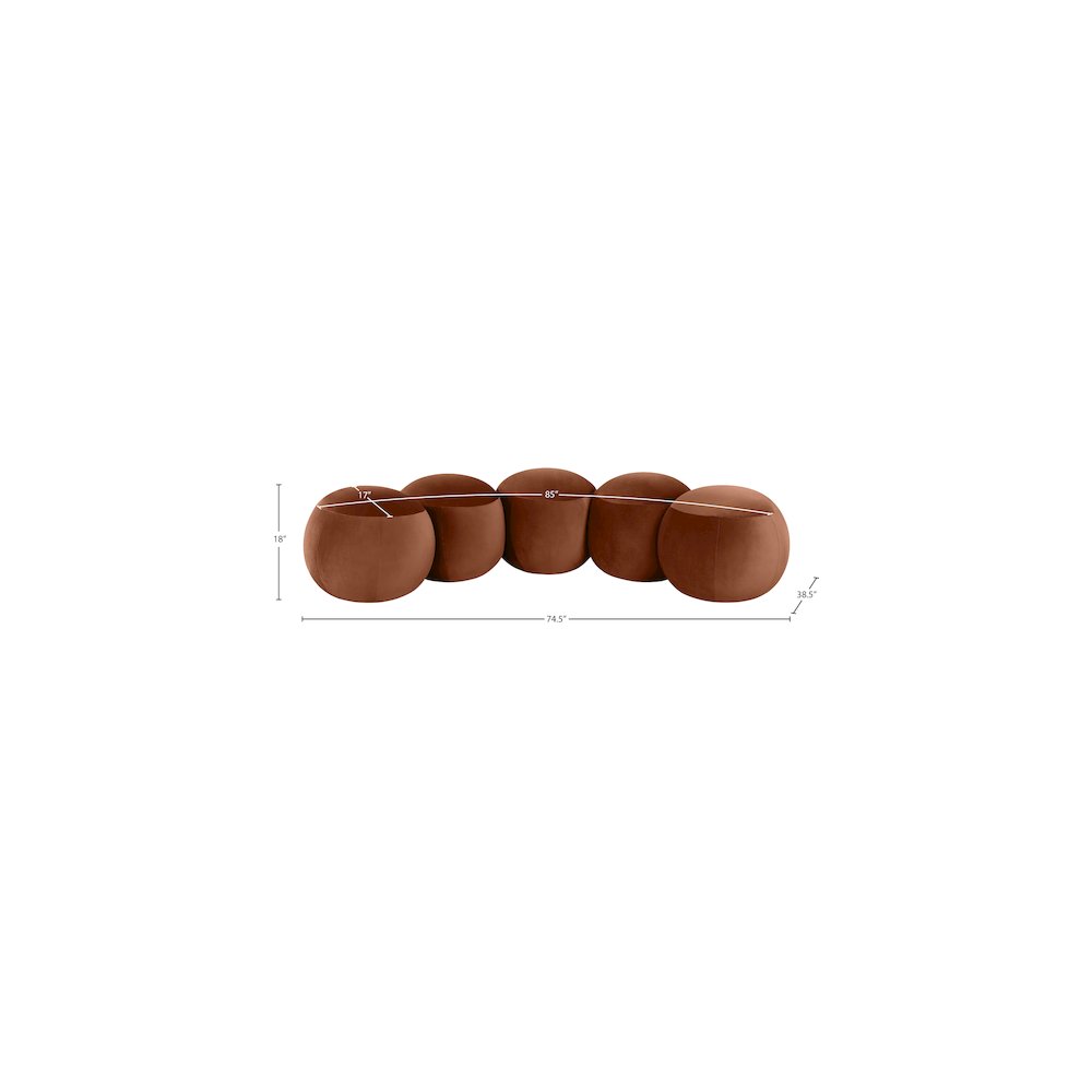 Apollo Cognac Velvet Bench