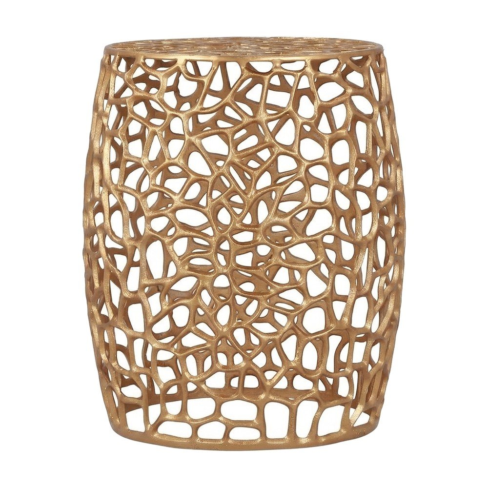 Aluminum Small End Table with Solid Base, Modern Metal Side Table, Gold
