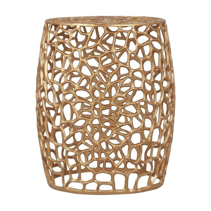 Aluminum Small End Table with Solid Base, Modern Metal Side Table, Gold