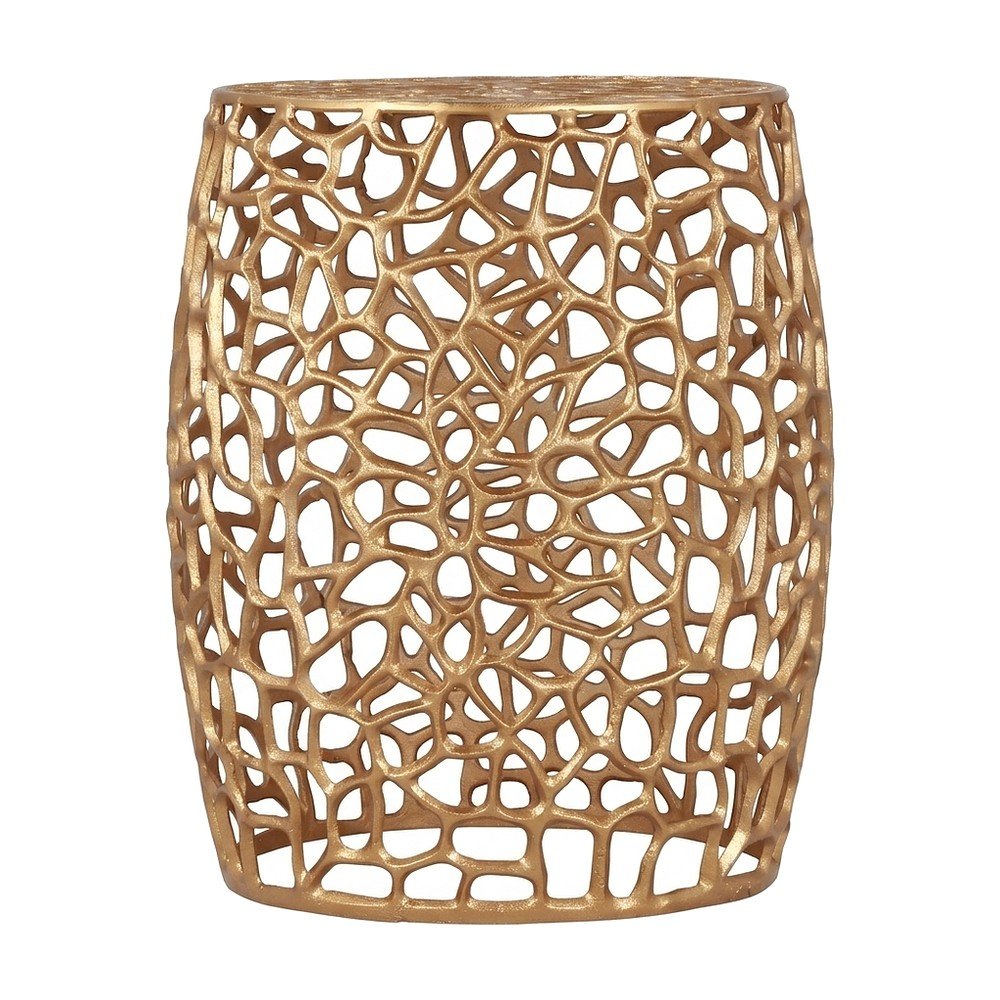 Aluminum Small End Table with Solid Base, Modern Metal Side Table, Gold