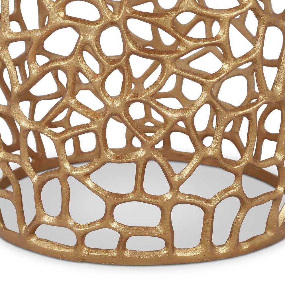Aluminum Small End Table with Solid Base, Modern Metal Side Table, Gold
