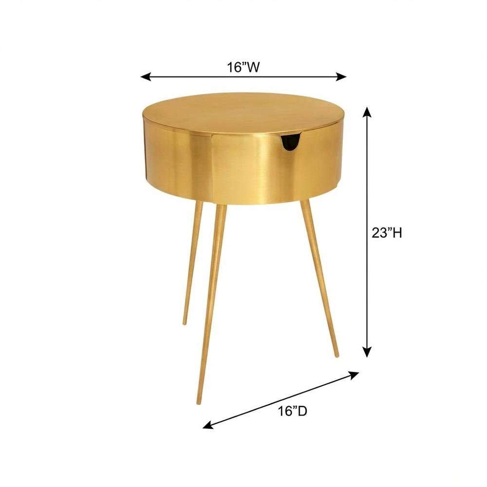 Gold Finish Nightstand with Contemporary Style for Bedroom Storage