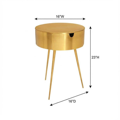 Gold Finish Nightstand with Contemporary Style for Bedroom Storage
