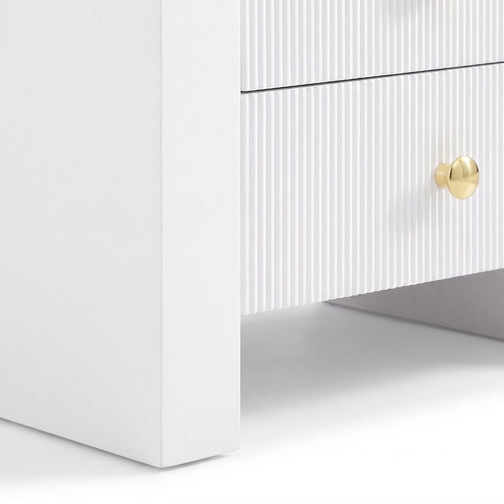 Contemporary White Nightstand with Smooth Finish for Bedroom Use