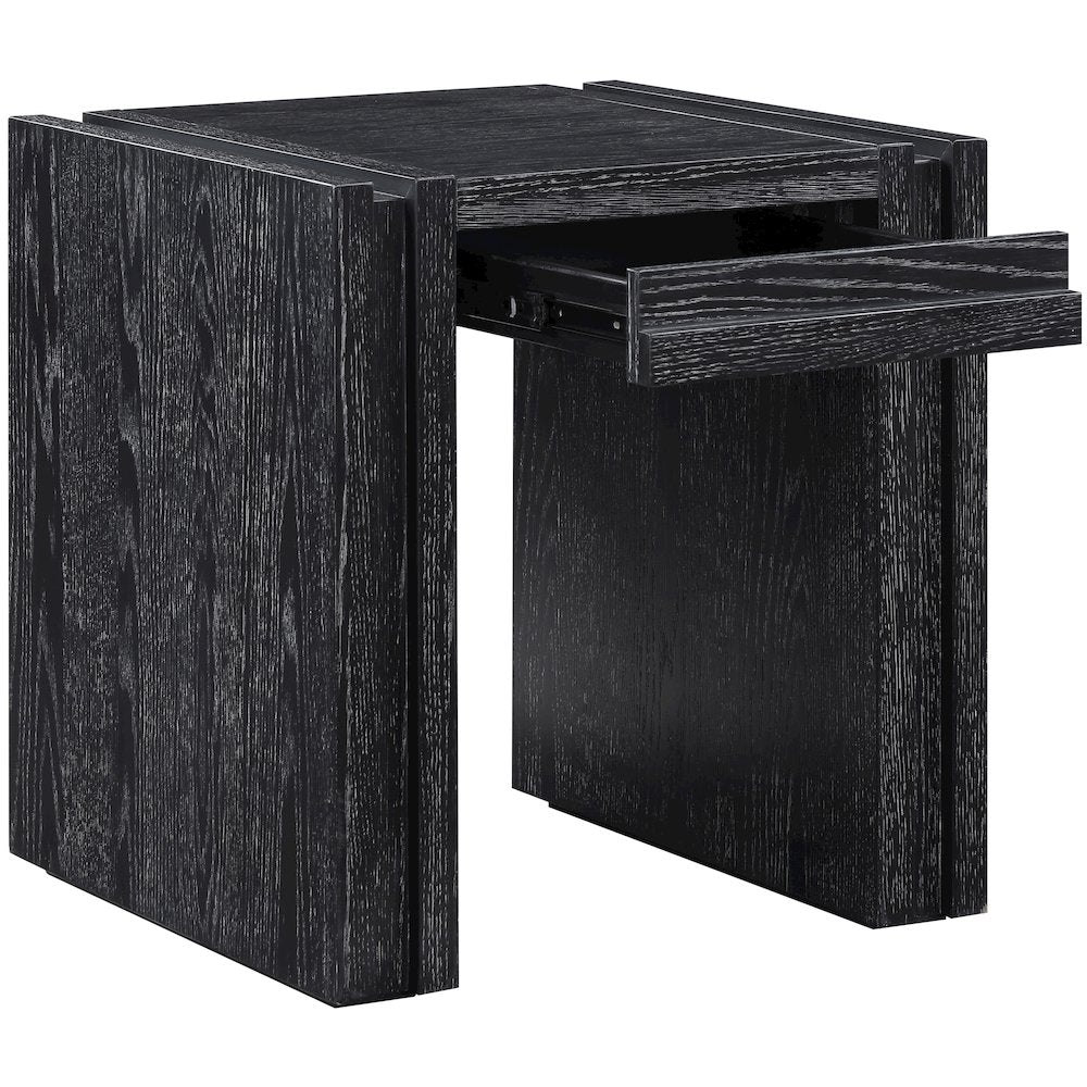 Stanton Black Oak Veneer And Solid Wood End Table