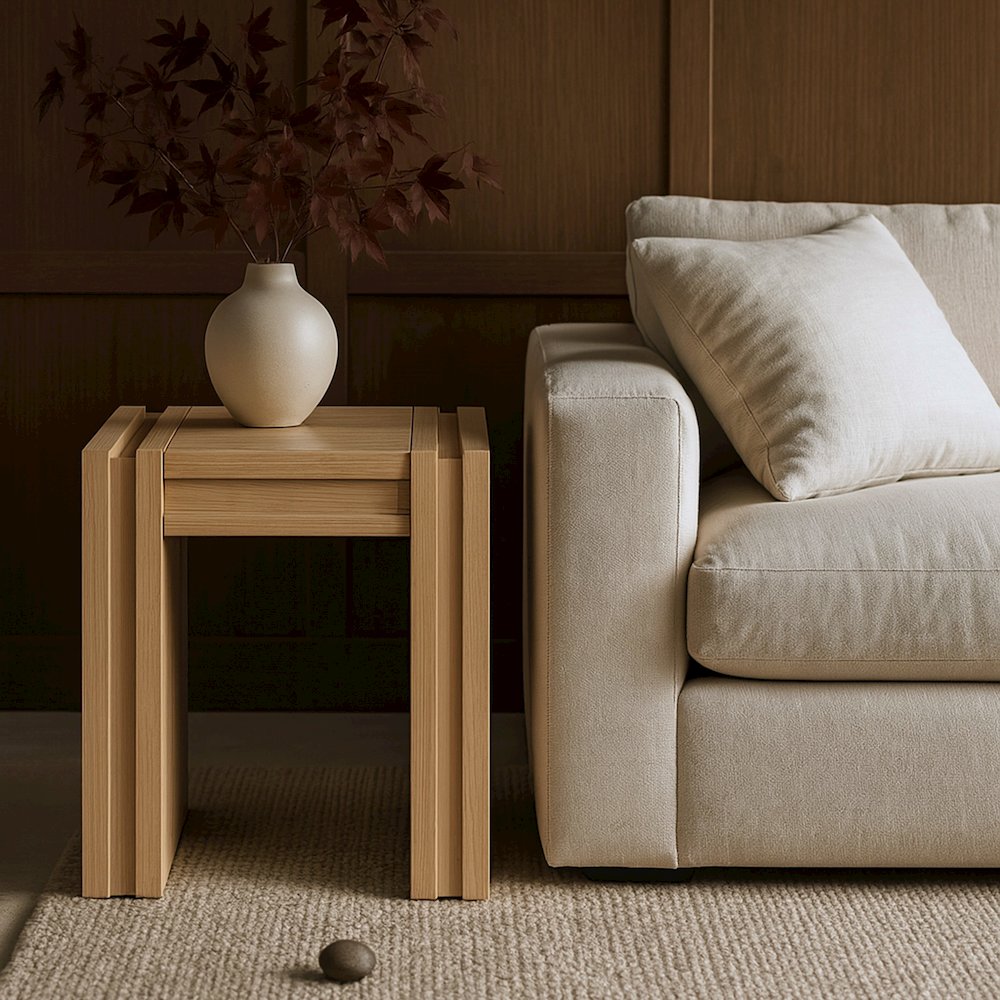 Stanton Natural Oak Veneer And Solid Wood End Table