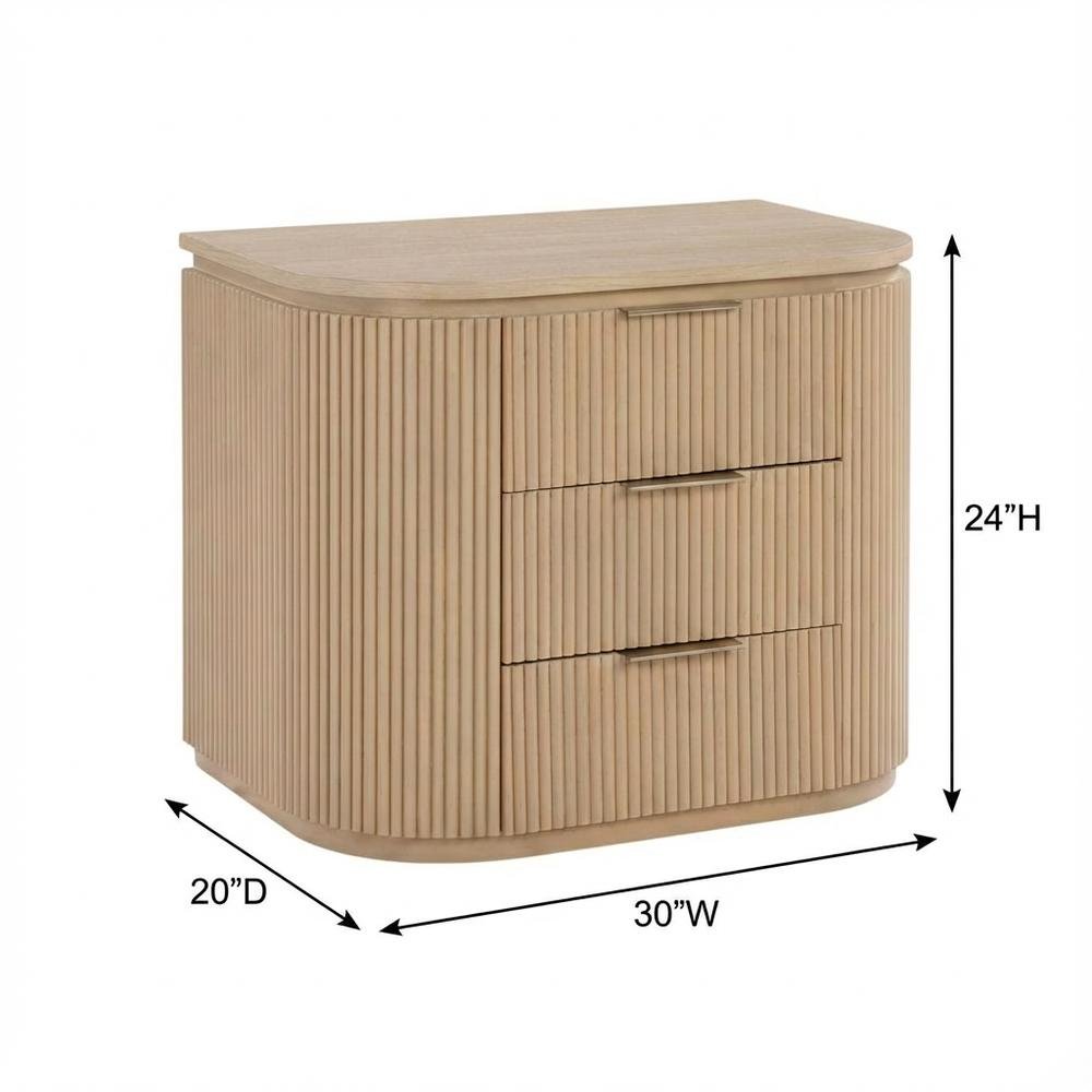 Contemporary Wood Nightstand with Oak Veneer Finish