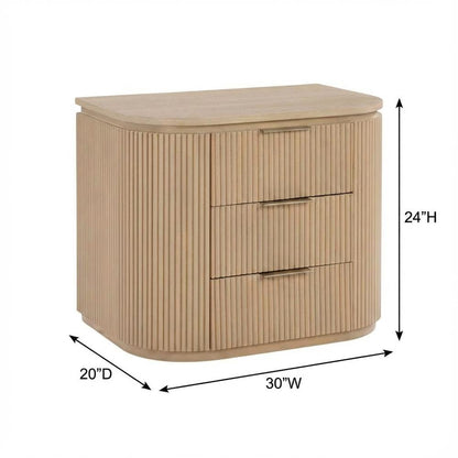 Contemporary Wood Nightstand with Oak Veneer Finish
