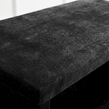 Black Velvet Nightstand with Contemporary Style and Soft Upholstery
