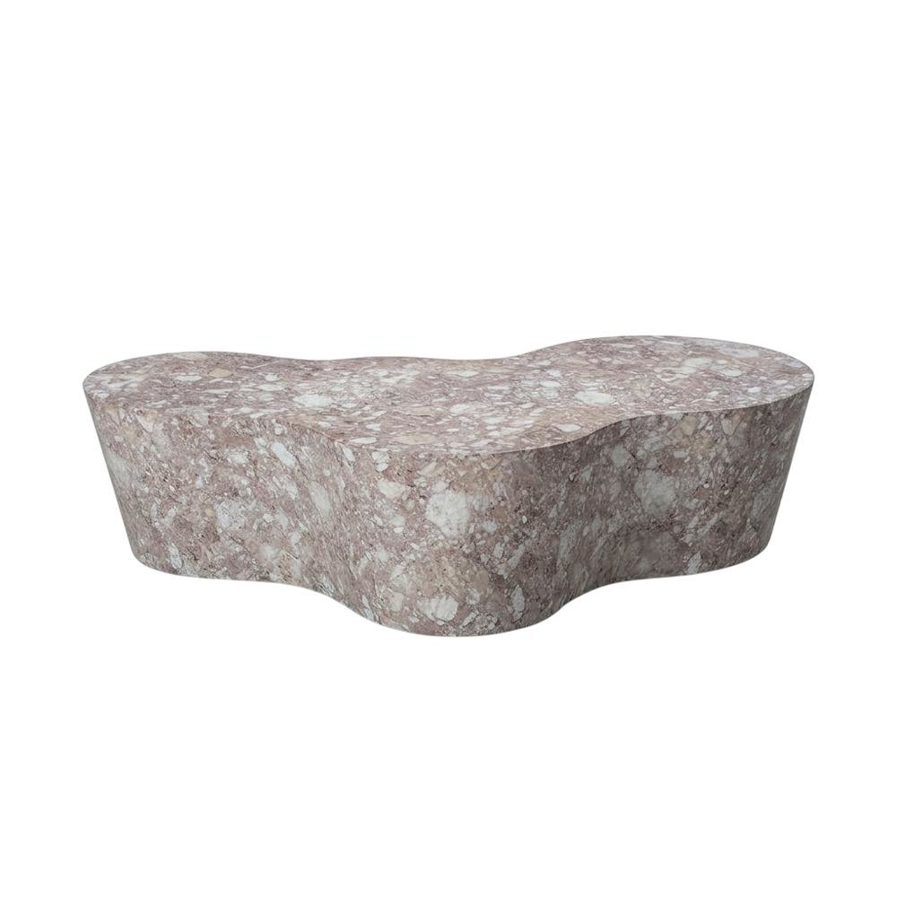 Brown Marble Finish Concrete Coffee Table with Art Deco Style